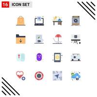 Modern Set of 16 Flat Colors Pictograph of document prototype business process draft Editable Pack of Creative Vector Design Elements