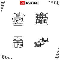 4 Icons Line Style Grid Based Creative Outline Symbols for Website Design Simple Line Icon Signs Isolated on White Background 4 Icon Set vector