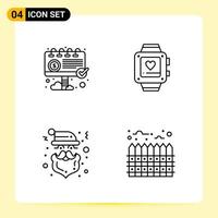 4 Creative Icons for Modern website design and responsive mobile apps 4 Outline Symbols Signs on White Background 4 Icon Pack vector