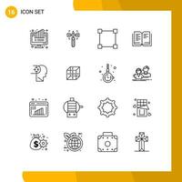 Set of 16 Vector Outlines on Grid for disorder mind screw school book Editable Vector Design Elements