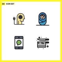 Pictogram Set of 4 Simple Filledline Flat Colors of boosting devices knowledge boy mobile Editable Vector Design Elements