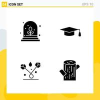 Collection of 4 Universal Solid Icons Icon Set for Web and Mobile vector