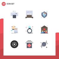 Universal Icon Symbols Group of 9 Modern Flat Colors of diamond progress design learning education Editable Vector Design Elements