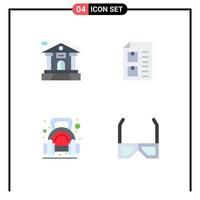 4 User Interface Flat Icon Pack of modern Signs and Symbols of bank fitness check list dumbbell Editable Vector Design Elements