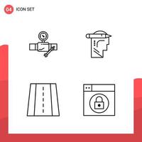 Pack of 4 Universal Outline Icons for Print Media on White Background vector