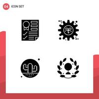 4 Universal Solid Glyphs Set for Web and Mobile Applications data setting report energy desert Editable Vector Design Elements