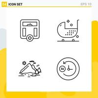 Collection of 4 Universal Line Icons Icon Set for Web and Mobile vector