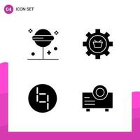 Glyph Icon set Pack of 4 Solid Icons isolated on White Background for responsive Website Design Print and Mobile Applications vector