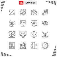 16 Icons Line Style Grid Based Creative Outline Symbols for Website Design Simple Line Icon Signs Isolated on White Background 16 Icon Set vector