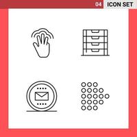 4 Icon Pack Line Style Outline Symbols on White Background Simple Signs for general designing vector