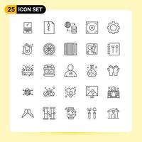 25 Thematic Vector Lines and Editable Symbols of set devices hosting video cinema Editable Vector Design Elements