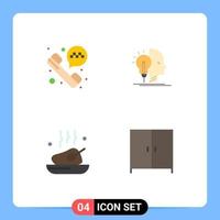 Flat Icon Pack of 4 Universal Symbols of phone call food user programming roasted Editable Vector Design Elements