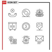 9 General Icons for website design print and mobile apps 9 Outline Symbols Signs Isolated on White Background 9 Icon Pack vector