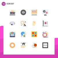 User Interface Pack of 16 Basic Flat Colors of setting preference blueprint gear web Editable Pack of Creative Vector Design Elements