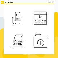 Collection of 4 Universal Line Icons Icon Set for Web and Mobile vector