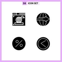 4 Icons in Solid Style Glyph Symbols on White Background Creative Vector Signs for Web mobile and Print