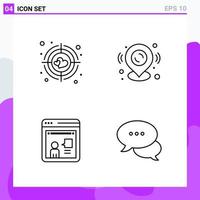 Set of 4 icons in Line style Creative Outline Symbols for Website Design and Mobile Apps Simple Line Icon Sign Isolated on White Background 4 Icons vector