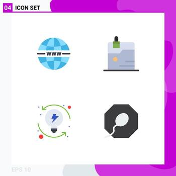Editable Vector Line Pack of 4 Simple Flat Icons of internet process web protection system Editable Vector Design Elements
