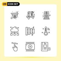 9 Creative Icons for Modern website design and responsive mobile apps 9 Outline Symbols Signs on White Background 9 Icon Pack vector