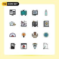 16 User Interface Flat Color Filled Line Pack of modern Signs and Symbols of hourglass baby computer child feeder Editable Creative Vector Design Elements