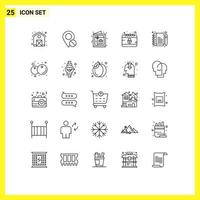 Modern Set of 25 Lines and symbols such as compose internet birthday cyber calendar Editable Vector Design Elements