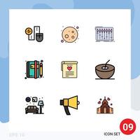9 Universal Filledline Flat Color Signs Symbols of news article console book studio Editable Vector Design Elements