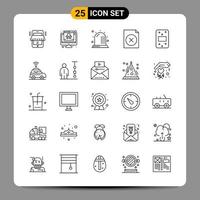 Paquete de 25 iconos negros signos de símbolos de contorno para diseños receptivos sobre fondo blanco 25 iconos establecidos vector