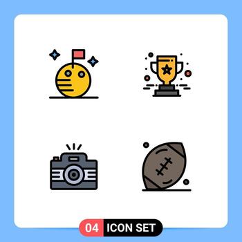 4 User Interface Filledline Flat Color Pack of modern Signs and Symbols of flag photo achievement star image Editable Vector Design Elements