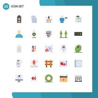 Mobile Interface Flat Color Set of 25 Pictograms of letter envelope architect body tool Editable Vector Design Elements