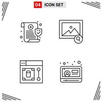 4 Icons Line Style Grid Based Creative Outline Symbols for Website Design Simple Line Icon Signs Isolated on White Background 4 Icon Set vector