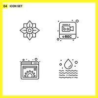 4 Icon Set Simple Line Symbols Outline Sign on White Background for Website Design Mobile Applications and Print Media vector