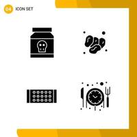 4 Icon Set Solid Style Icon Pack Glyph Symbols isolated on White Backgound for Responsive Website Designing vector