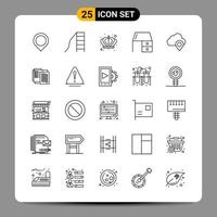 Paquete de 25 iconos negros signos de símbolos de contorno para diseños receptivos sobre fondo blanco 25 iconos establecidos vector