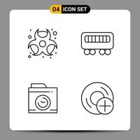 4 Black Icon Pack Outline Symbols Signs for Responsive designs on white background 4 Icons Set vector