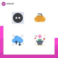 Flat Icon Pack of 4 Universal Symbols of electric iot curling cloud flower Editable Vector Design Elements