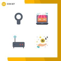 Modern Set of 4 Flat Icons and symbols such as cooler modem wind web hand Editable Vector Design Elements