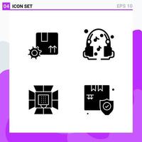 Set of 4 icons in solid style Creative Glyph Symbols for Website Design and Mobile Apps Simple Solid Icon Sign Isolated on White Background 4 Icons vector
