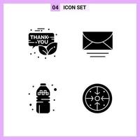 4 Icons in Solid Style Glyph Symbols on White Background Creative Vector Signs for Web mobile and Print
