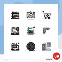 conjunto de 9 iconos modernos de la interfaz de usuario signos de símbolos para la programación de archivos desarrollo del carro codificación elementos de diseño vectorial editables vector