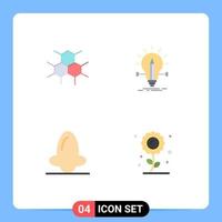 Pack of 4 Modern Flat Icons Signs and Symbols for Web Print Media such as molecular anatomy health solution face Editable Vector Design Elements
