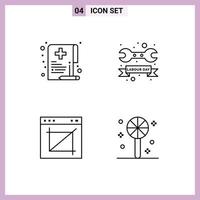 4 Universal Filledline Flat Colors Set for Web and Mobile Applications care day medical repair crop Editable Vector Design Elements