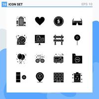 Modern Set of 16 Solid Glyphs and symbols such as make google finance glasses computing Editable Vector Design Elements