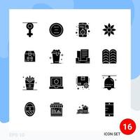 conjunto de 16 iconos de interfaz de usuario modernos símbolos signos para flor amarilis flor menos amarilis reloj elementos de diseño vectorial editables vector