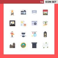 16 Universal Flat Color Signs Symbols of picture gallery cleaning ship barn Editable Pack of Creative Vector Design Elements