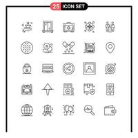 25 iconos creativos signos y símbolos modernos de hornear hotel bolsa de salud casa de familia verano elementos de diseño vectorial editables vector