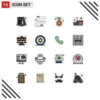 Set of 16 Modern UI Icons Symbols Signs for cake tool wire kitchen growth Editable Creative Vector Design Elements