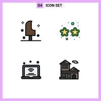 Group of 4 Filledline Flat Colors Signs and Symbols for dessert laptop ice cream glasses internet of things Editable Vector Design Elements