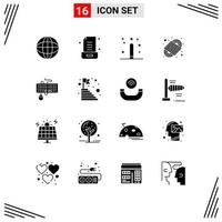 16 Thematic Vector Solid Glyphs and Editable Symbols of device para cord coding knot programing Editable Vector Design Elements