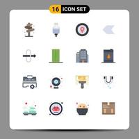 16 Universal Flat Color Signs Symbols of traffic left lightning pointer star Editable Pack of Creative Vector Design Elements