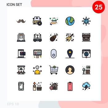 Group of 25 Filled line Flat Colors Signs and Symbols for network connection vehicles map serving Editable Vector Design Elements